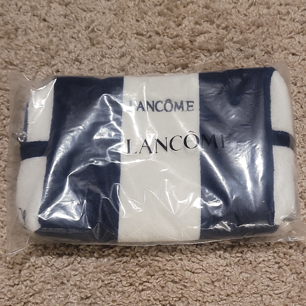 Lancome Navy and White Cosmetic Bag